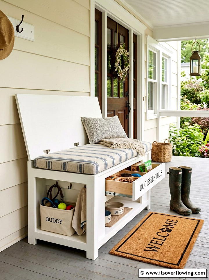 Porch Bench With Dog Storage - 25 front porch ideas with dog friendly setup