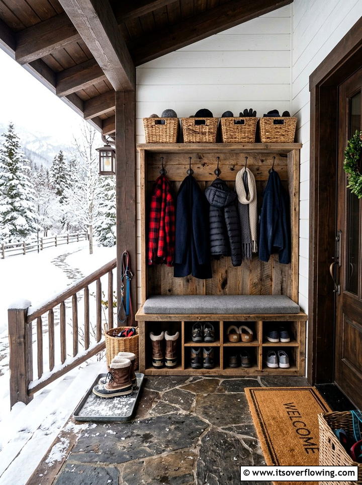 Porch Mudroom Bench - 25 front porch ideas for cold climates
