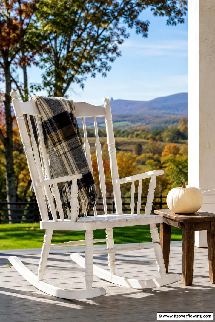 Porch Rocking Chair Scene - 50 Minimalist Fall Decor Ideas to Upgrade Spaces Now