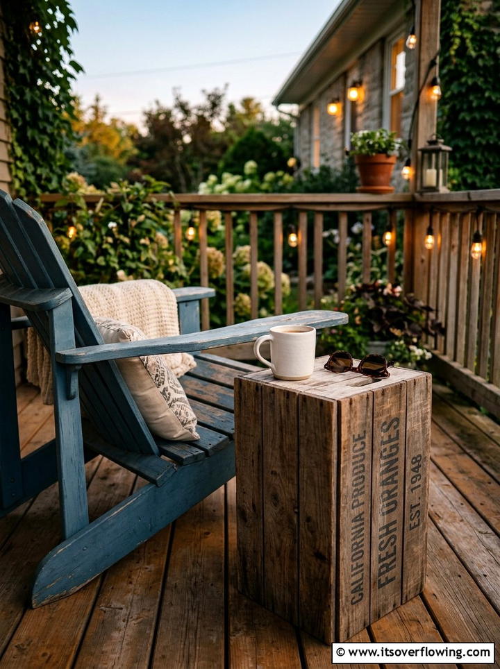 Porch Side Table - 25 upcycled garden ideas with old crates