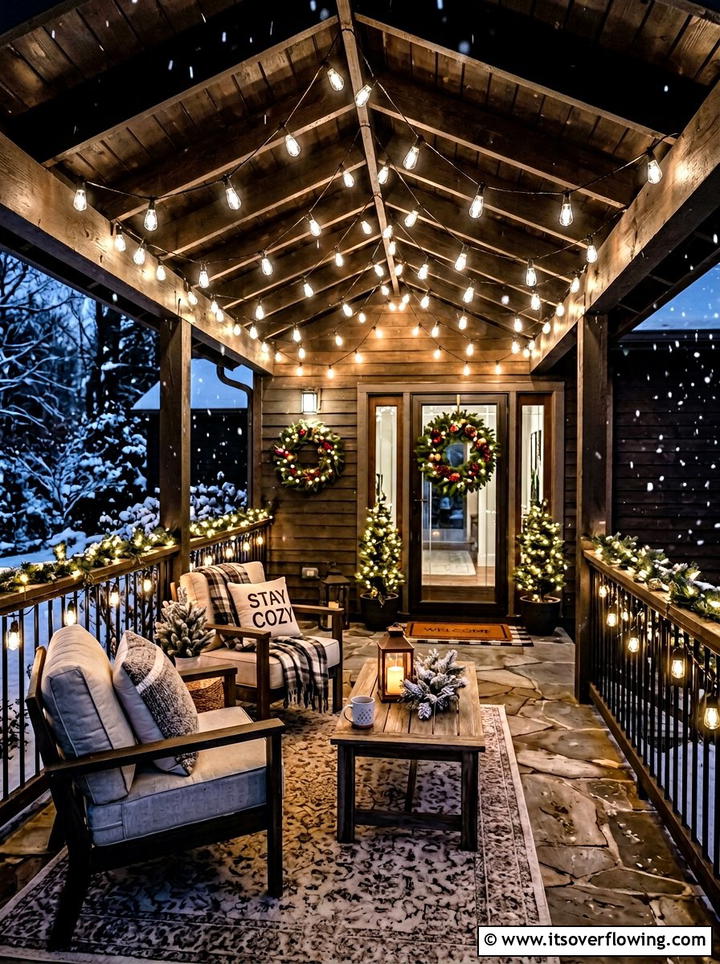 Porch String Lights - 25 front porch decor ideas for christmas