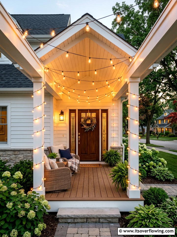 Porch String Lights - 25 cheap garden ideas with string lights