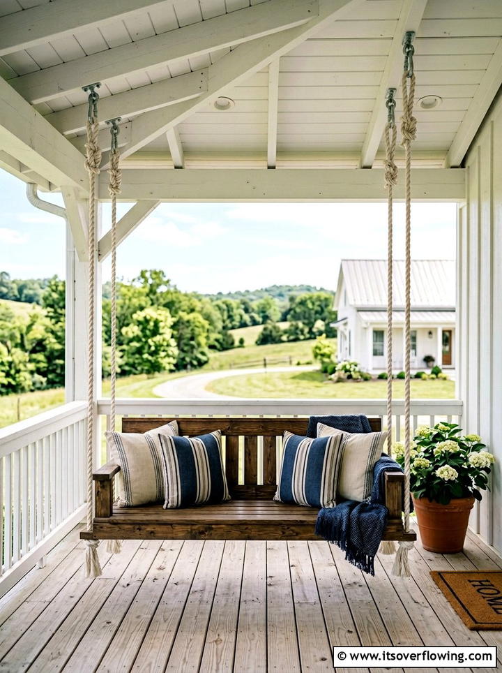 Porch Swing - 25 front porch decor ideas with rustic accents