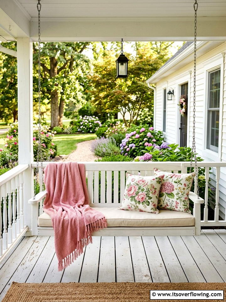 Porch Swing Styling - 25 backyard decorating ideas with throws