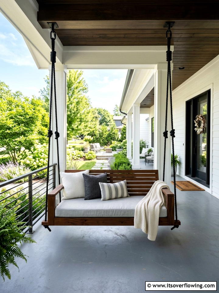 Porch Swing With Clean Lines - 25 front porch decor ideas with modern minimal look