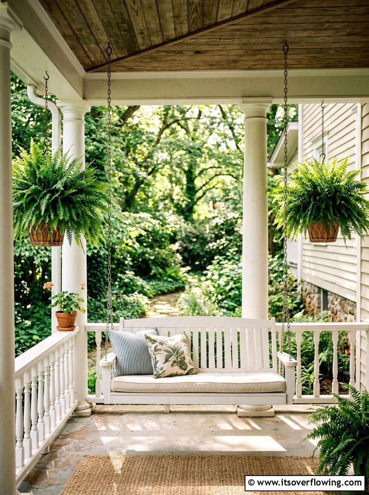 Porch Swing With Ferns - 25 front porch ideas with ferns