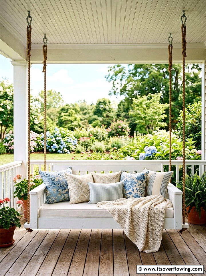 Porch Swing With Pillows - 25 front porch decor ideas for spring
