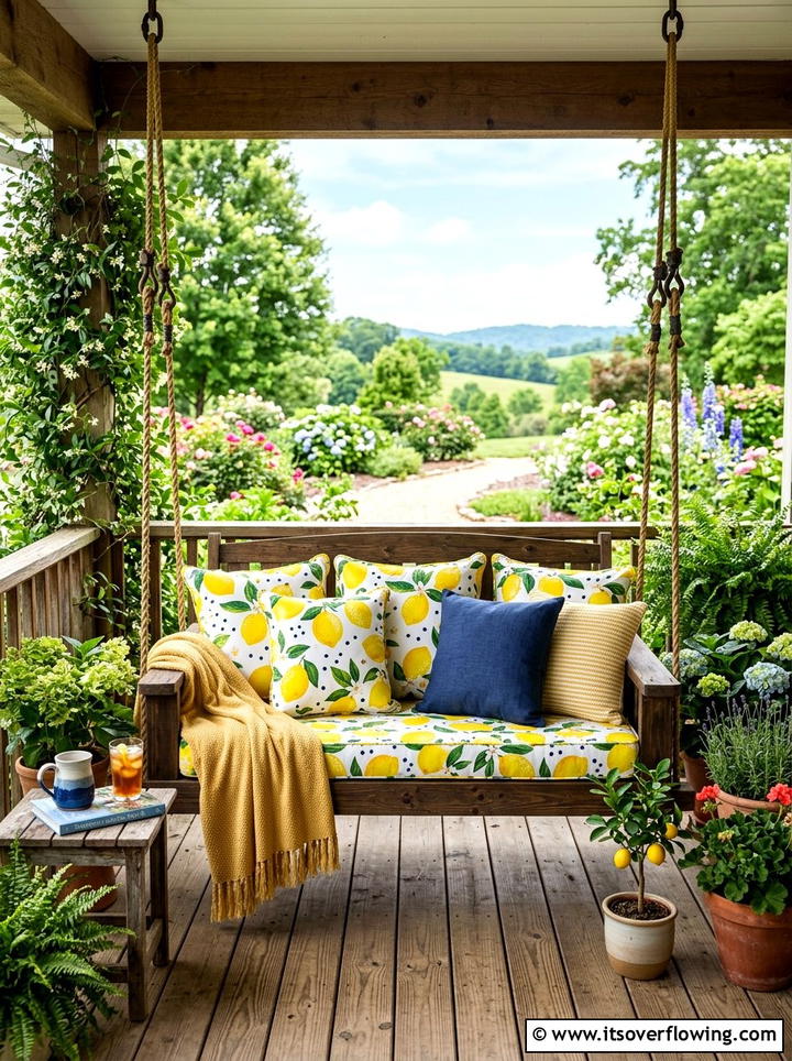 Porch Swing With Pillows - 25 front porch ideas with summer decor