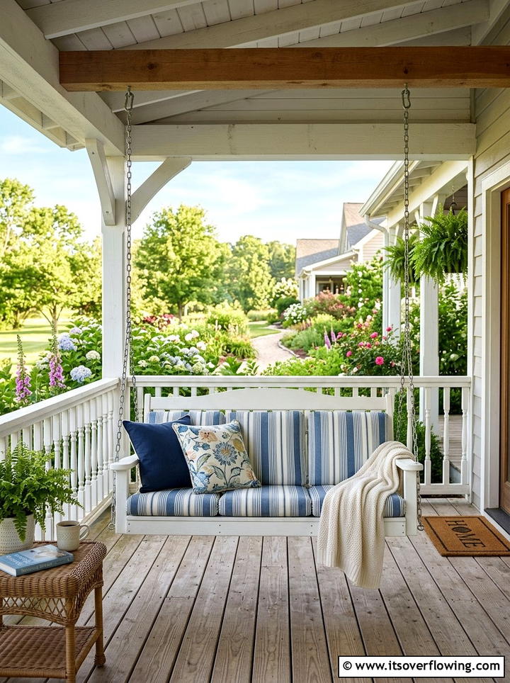 Porch Swing - 25 front porch decor ideas on a budget