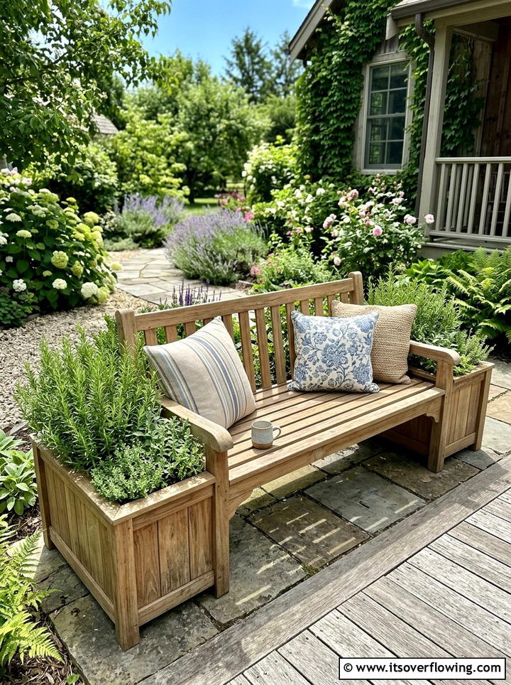 Porch bench herb planter - 25 front porch ideas with herb planters