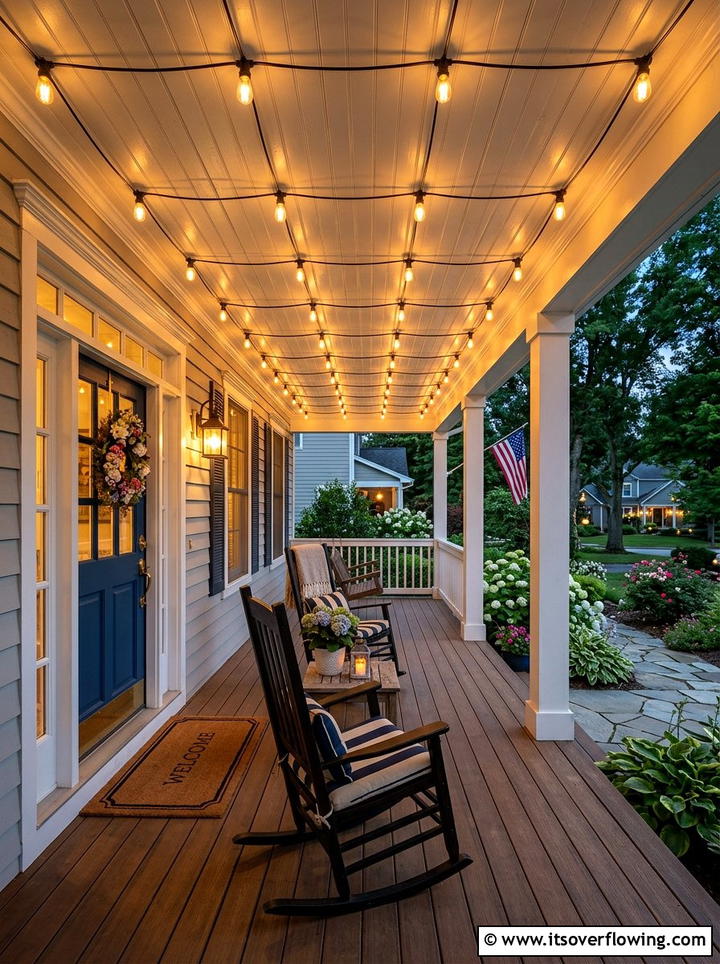 Porch ceiling lights - 25 garden ideas with string lights