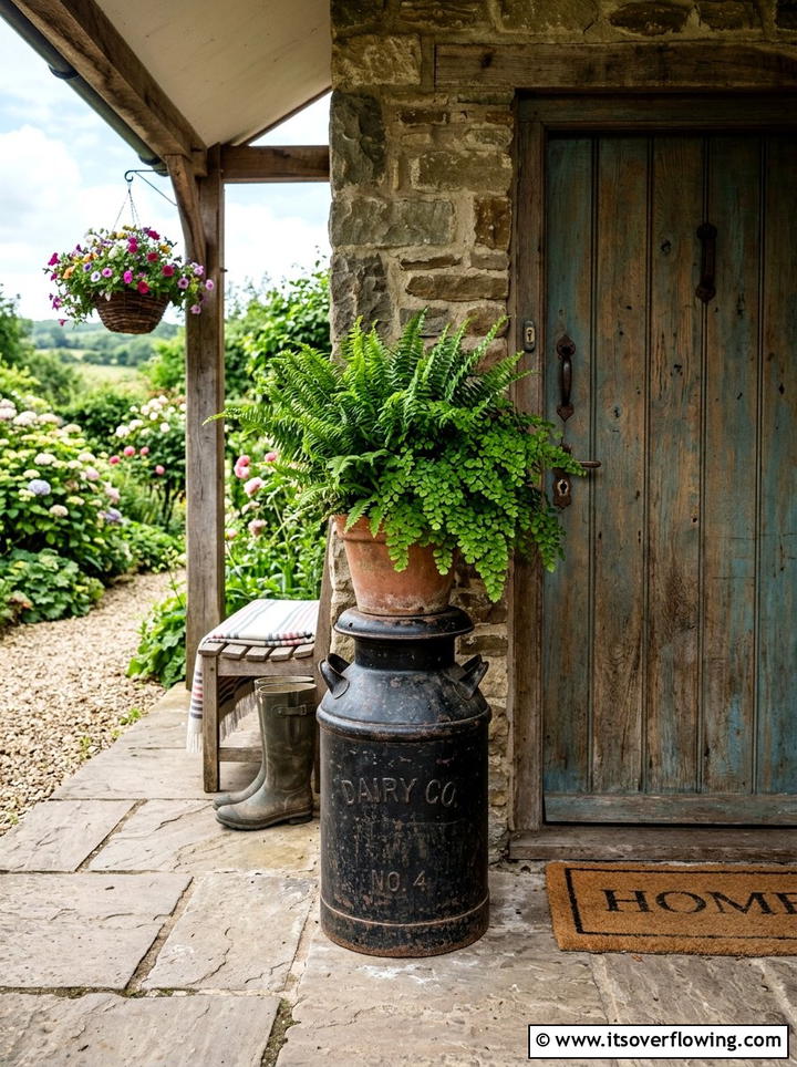 Porch milk can - 25 front porch decor ideas diy