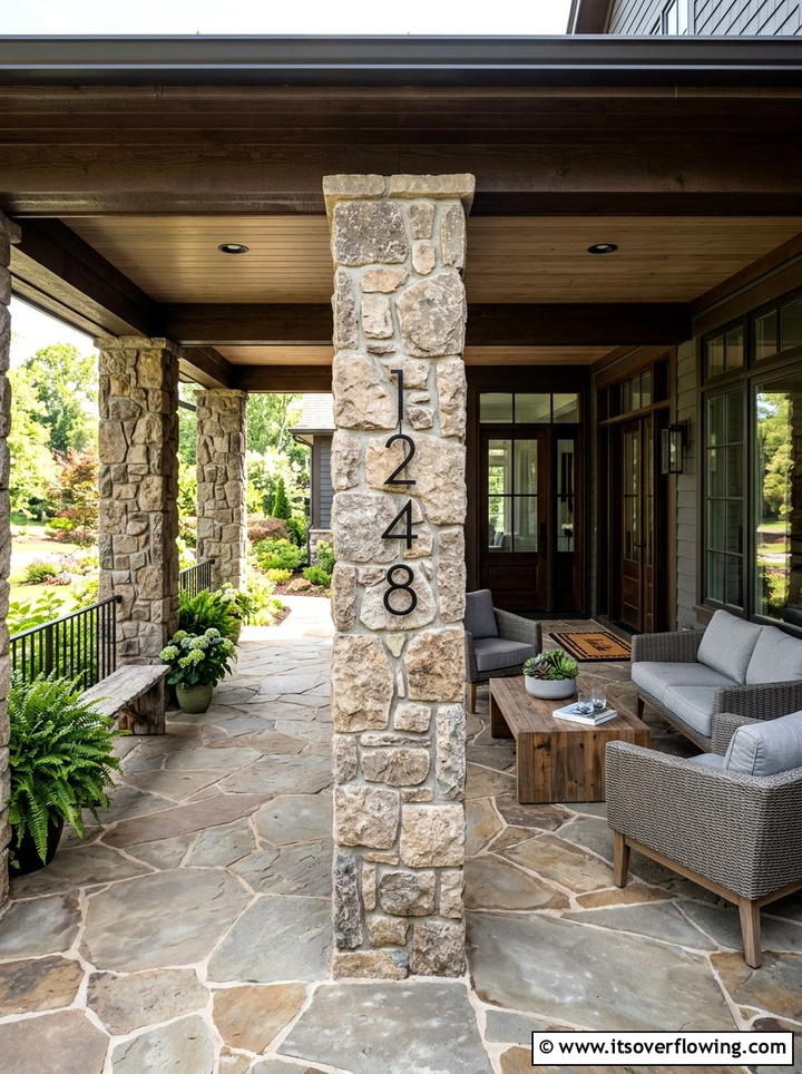 Porch pillar house numbers - 25 front porch ideas with house numbers