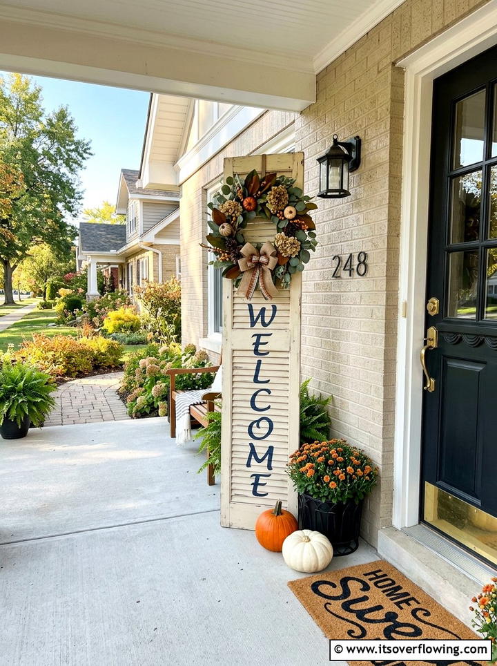 Porch sign display - 25 upcycled garden ideas with old shutters