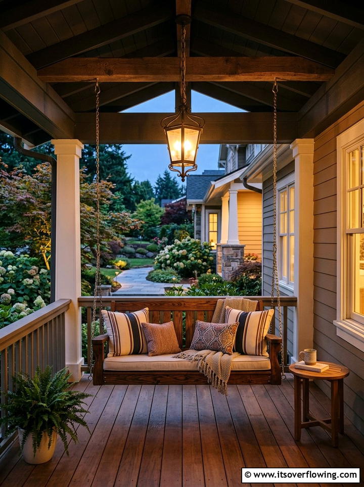 Porch swing lighting - 25 backyard decorating ideas with hanging lights