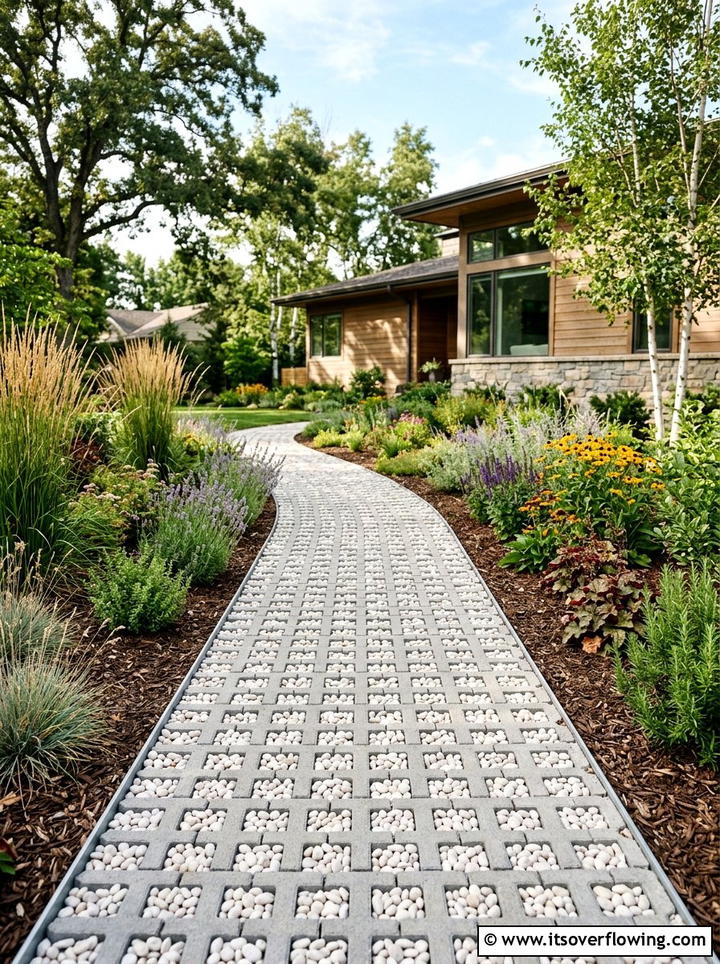 Porous Paver Walkway - 25 garden ideas with stepping stones