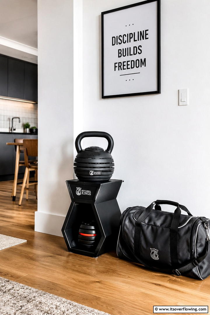 Portable Kettlebell Corner - 30 Small Home Gym Ideas for Compact Fitness Spaces