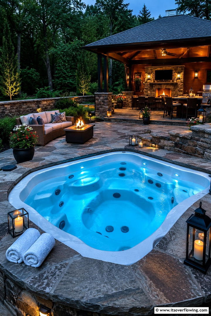Post Pool Spa and Relaxation Zones - 30 Pool Landscaping Ideas to Create a Resort-Style Backyard