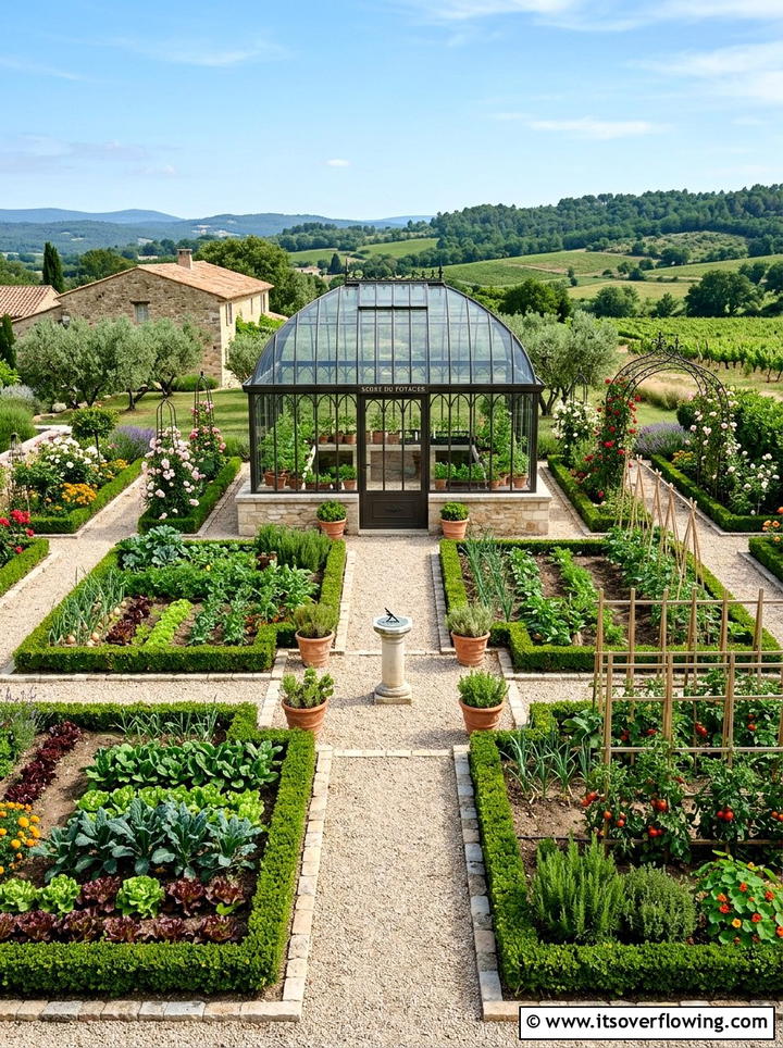 Potager Garden With Greenhouse - 25 backyard ideas with greenhouse