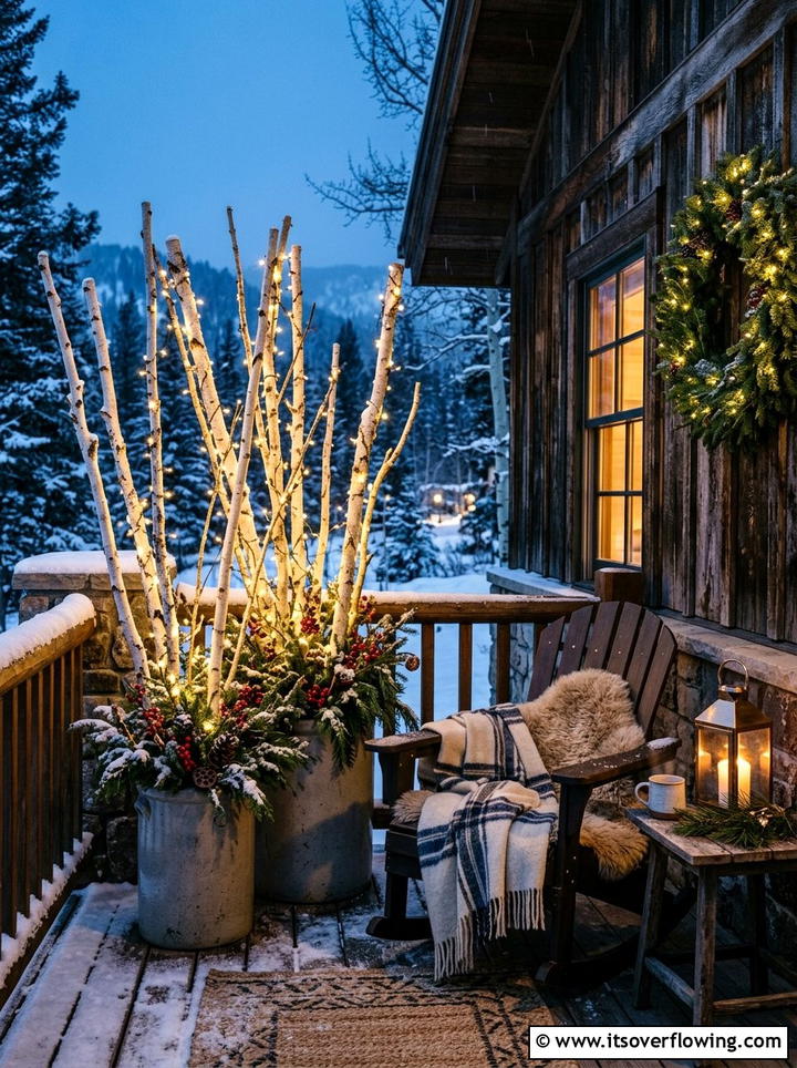 Potted Birch Branch - 25 front porch ideas for cold climates