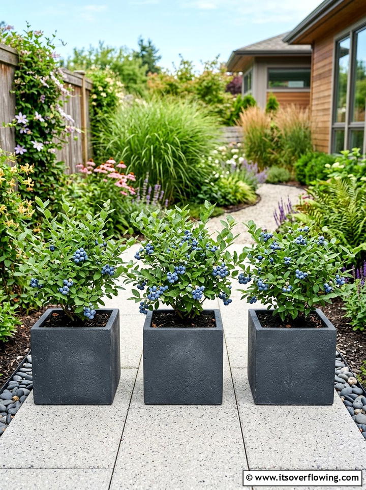 Potted Blueberry Bush - 25 creative garden ideas with patio fruit trees