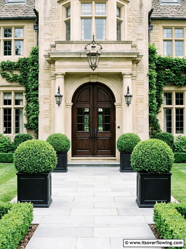 Potted Boxwood Hedges - 25 front porch ideas with plants