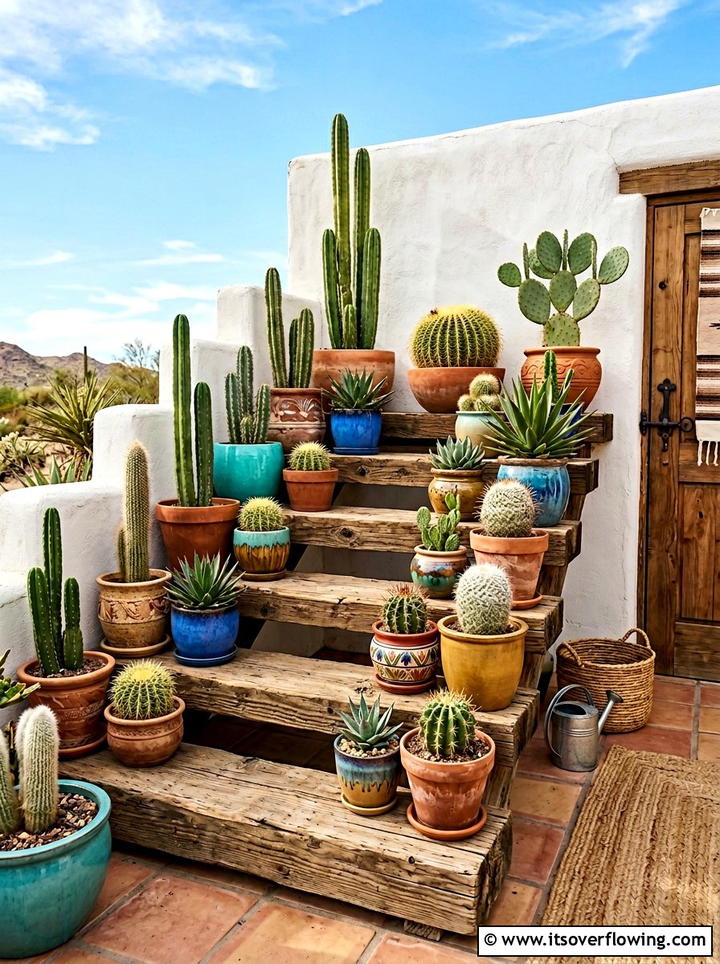 Potted Cactus Garden - 25 backyard ideas with boho style