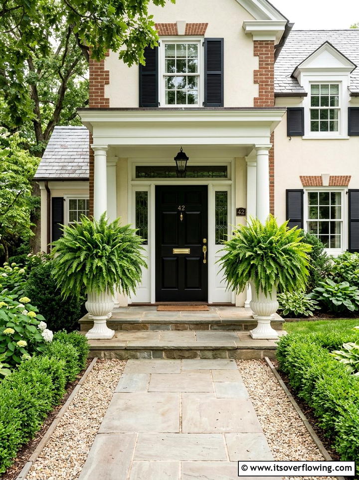 Potted Ferns Front Entrance - 25 front porch ideas with summer decor