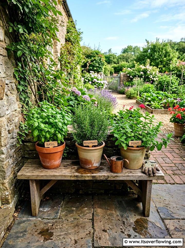 Potted Herb Garden - 25 garden ideas for tiny patios