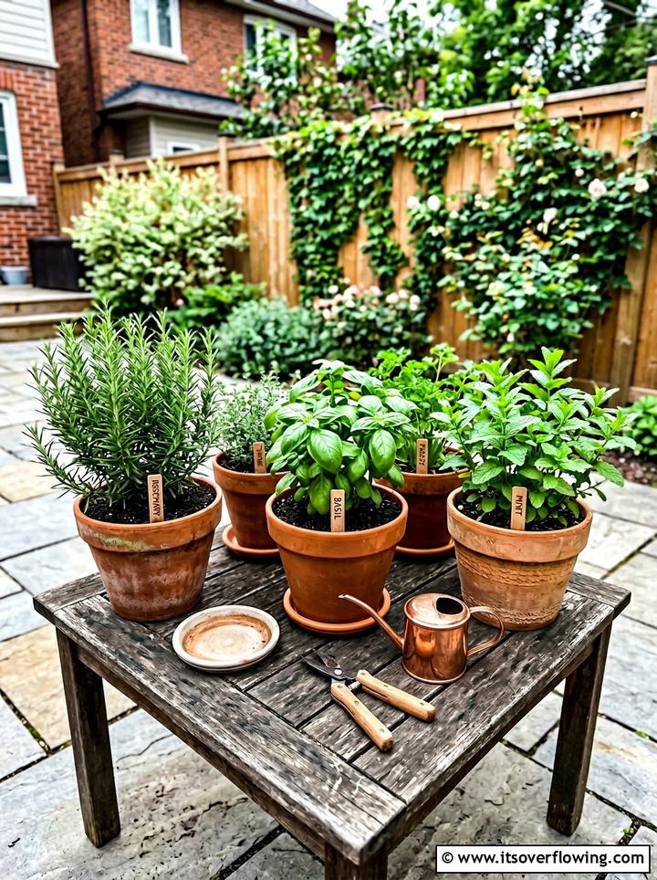 Potted Herb Garden - 25 small garden ideas on a budget
