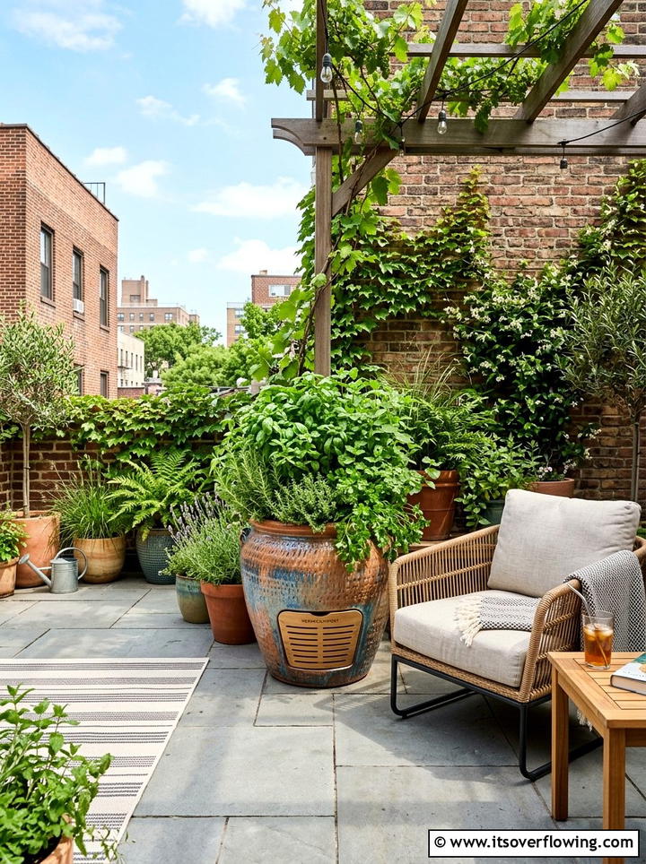 Potted Herb Garden With Vermicompost - 25 garden ideas with compost bins