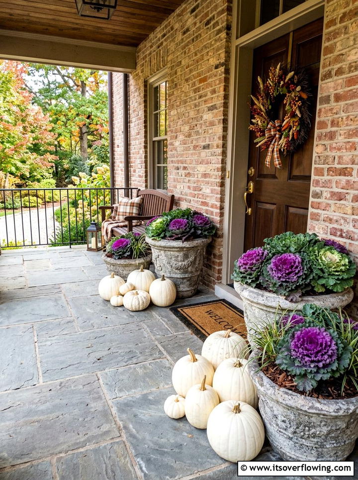 Potted Kale Porch - 25 front porch decor ideas for fall