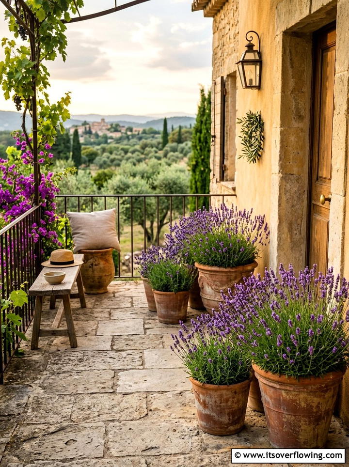 Potted Lavender Porch - 25 front porch decor ideas with florals