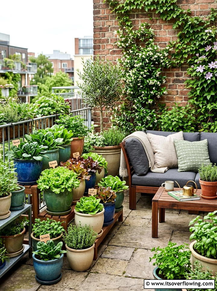 Potted Patio Garden - 25 creative garden ideas with salad gardens