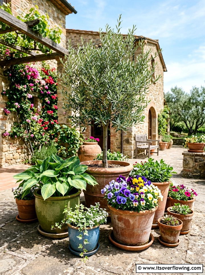 Potted Plant Arrangement - 25 small garden ideas with layered plants