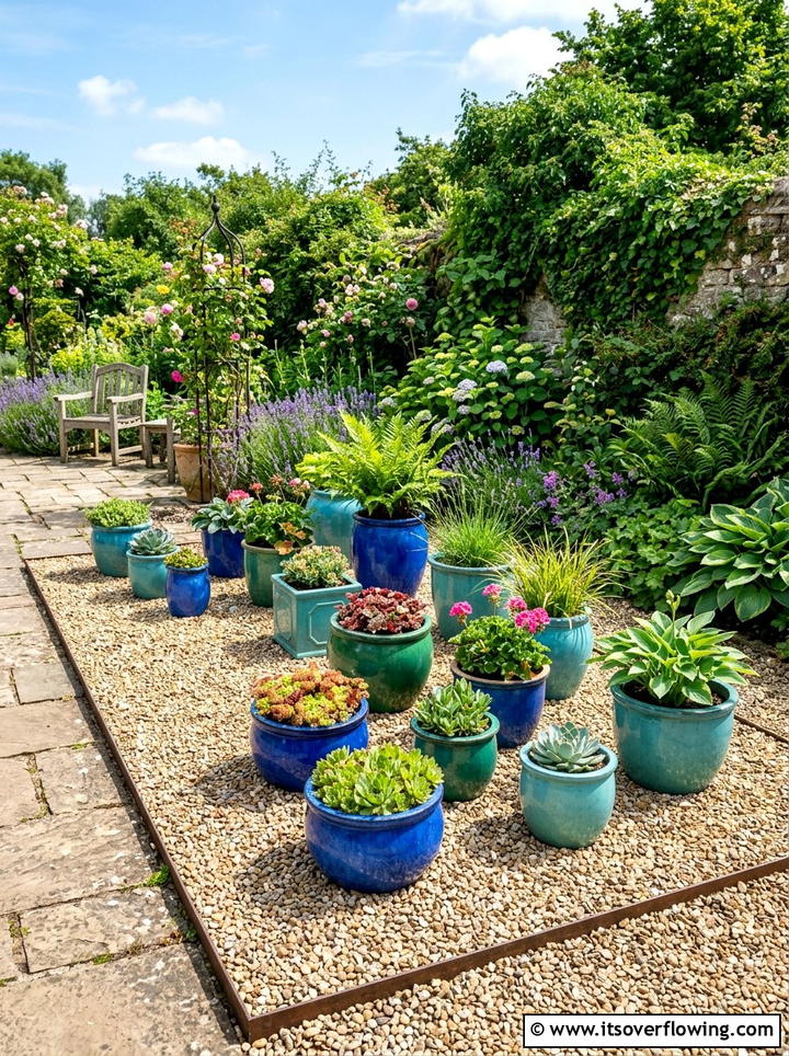 Potted Plant Gravel Base - 25 garden ideas with gravel
