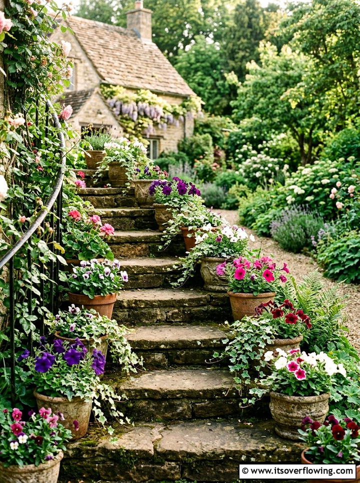 Potted Plants On Stairs - 25 garden decor ideas with container groupings