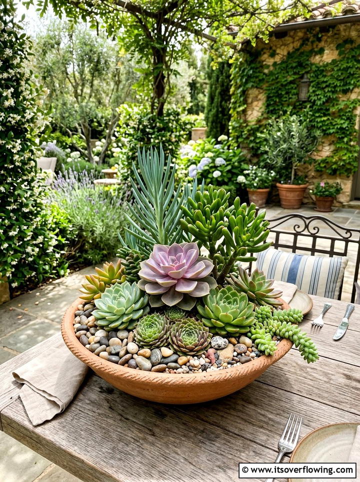 Potted Succulent Arrangement - 25 backyard ideas with succulents