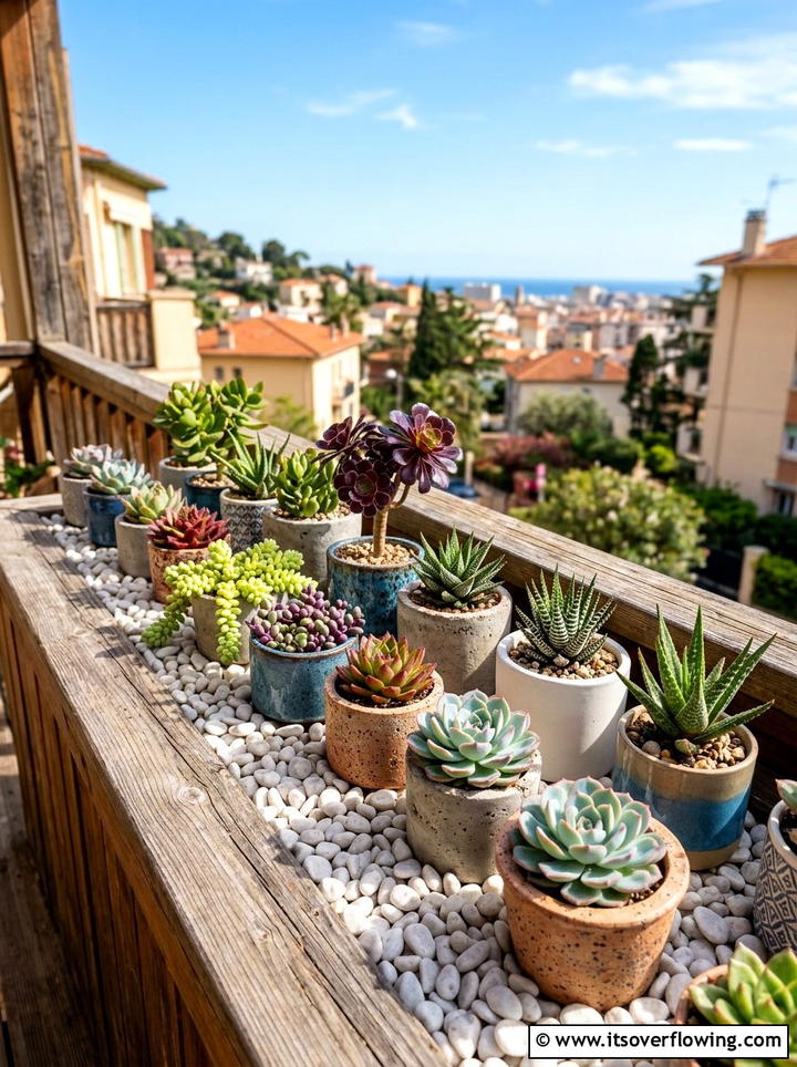 Potted Succulent Display - 25 small garden ideas for urban homes