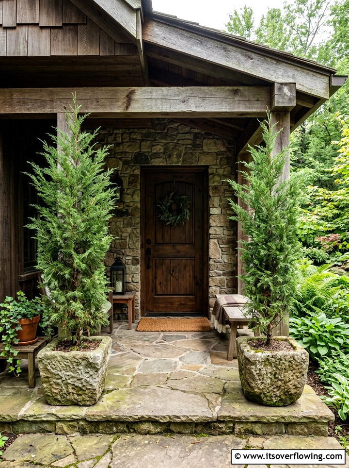 Potted cedar trees - 25 front porch decor ideas with year round greenery