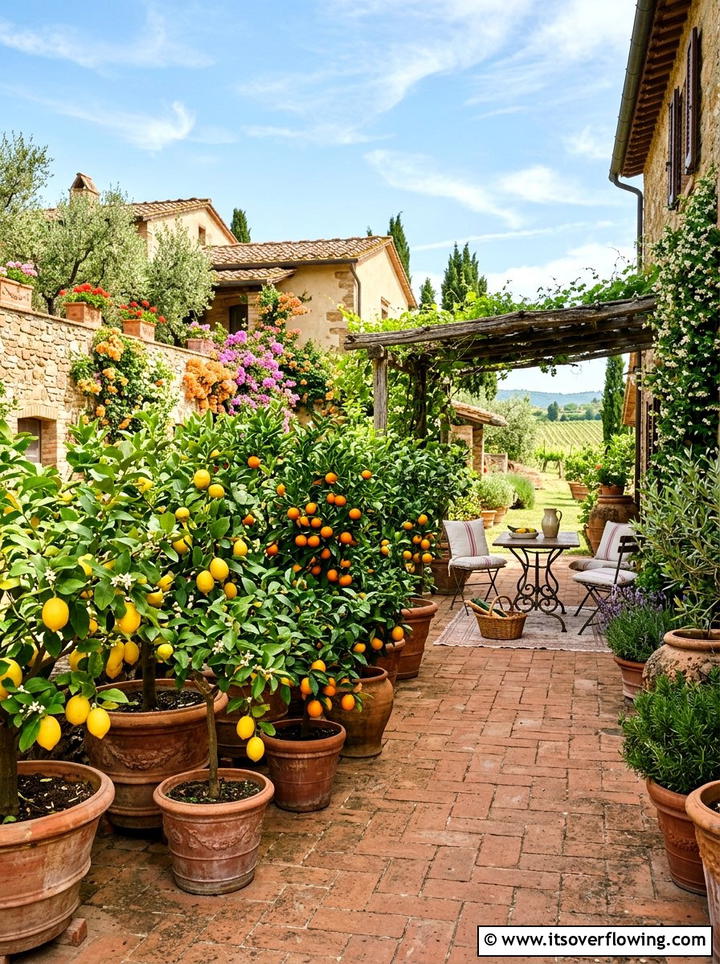 Potted citrus garden - 25 small garden ideas for full sun