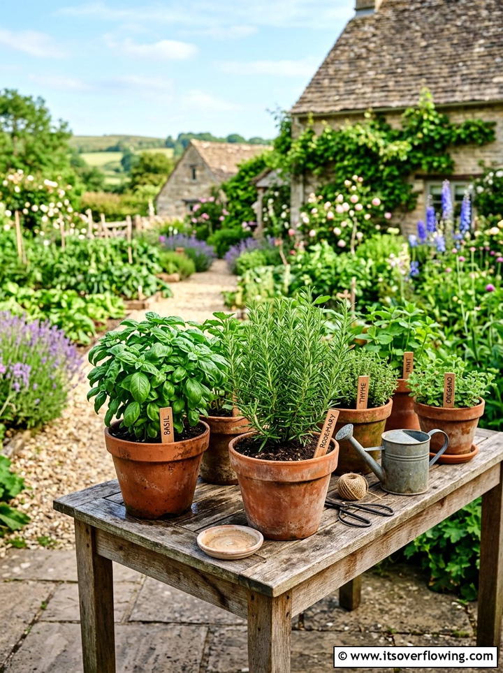 Potted herb garden - 25 small garden ideas for patio