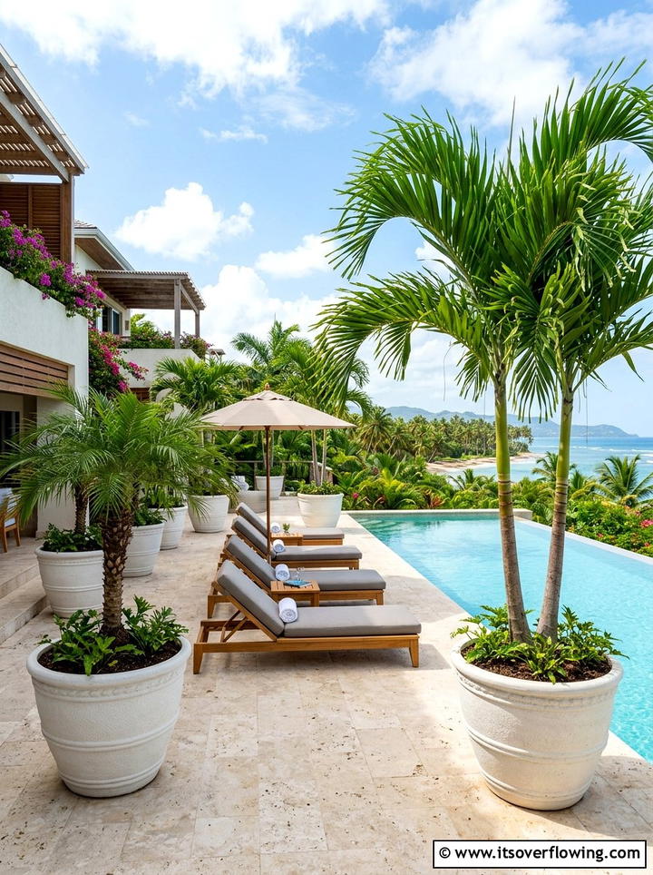 Potted palm trees - 25 garden decor ideas for patios