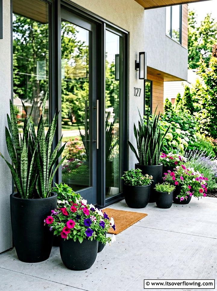 Potted porch plants - 25 front porch ideas with concrete floor