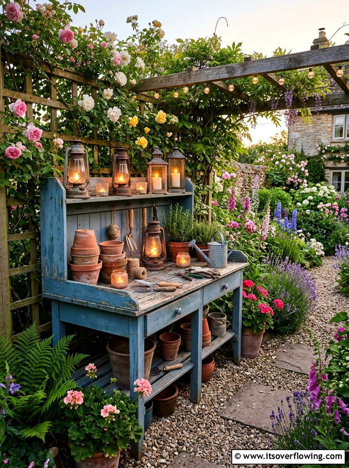 Potting Bench Candle - 25 garden decor ideas with candles