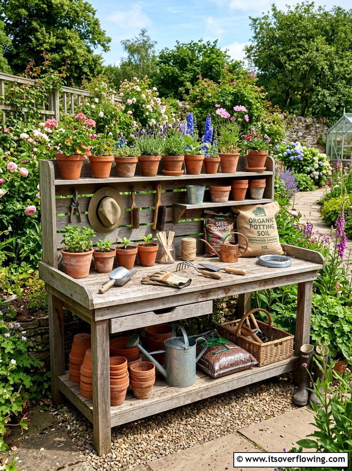 Potting Bench Station - 25 creative garden ideas for side yards