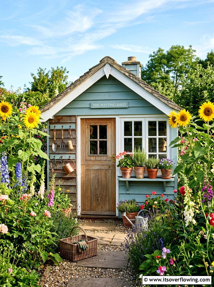 Potting Shed - 25 backyard ideas with cottage garden