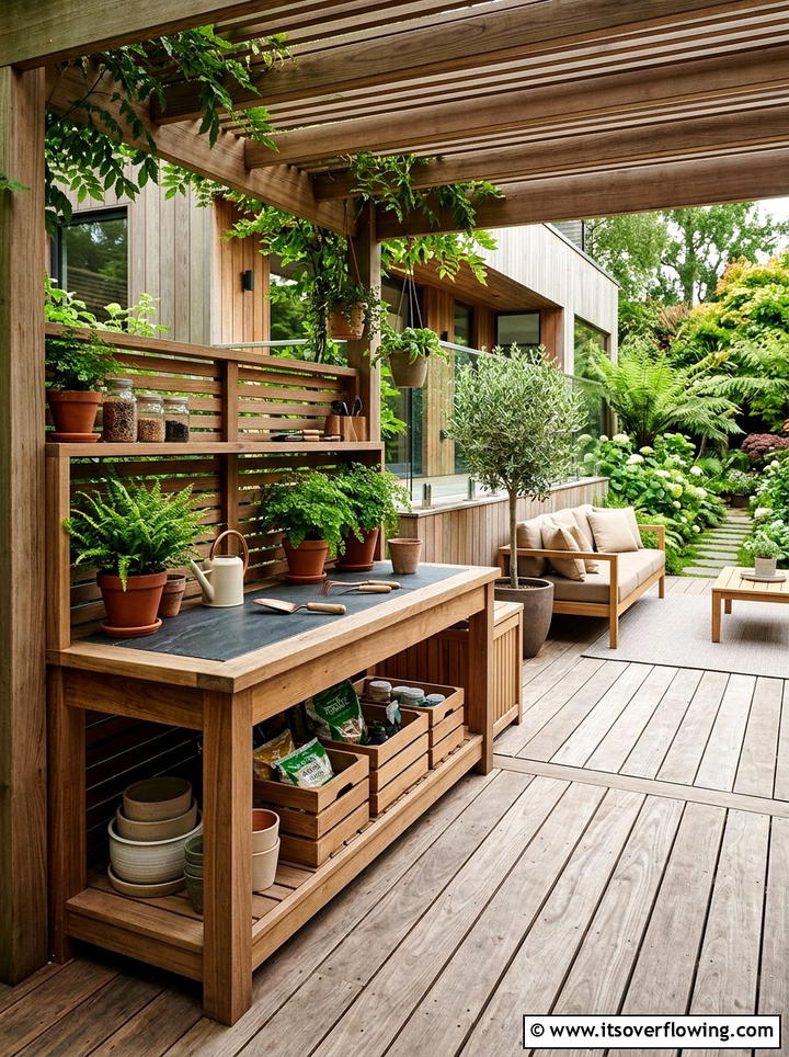 Potting Station Integrated Into Deck - 25 backyard ideas with potting station