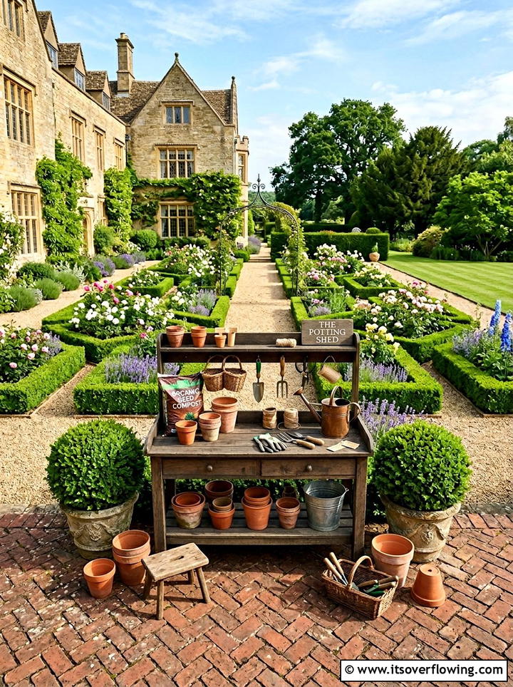Potting Station Near Brick Patio - 25 backyard ideas with potting station