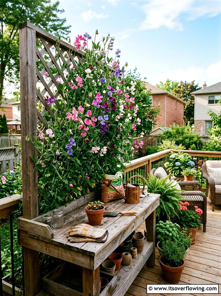 Potting Station With Lattice Trellis - 25 backyard ideas with potting station